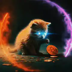 Glowing kitten mining bitcoin