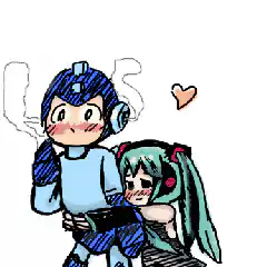 Miku and Megaman hugging