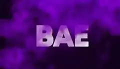 BAE text with purple smoke