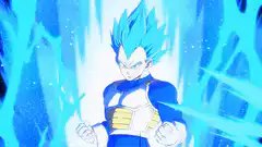 Vegeta powering up blue aura