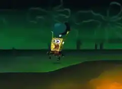 SpongeBob gets hit by a dumpster