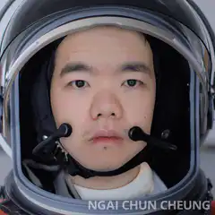 Man in astronaut helmet staring