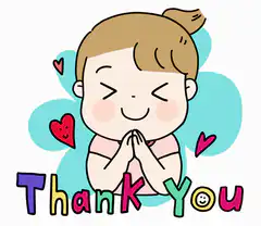 cute girl saying thank you with hearts