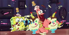 SpongeBob and Patrick eating ice cream sundaes