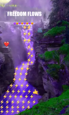 Freedom Flows Waterfall with Lightning