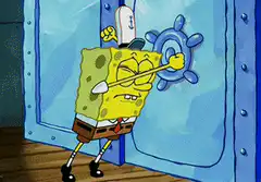 SpongeBob turning the ship wheel