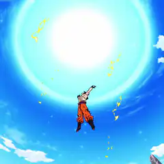 Goku charging the Kamehameha