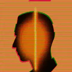 Glitchy head with scanning line