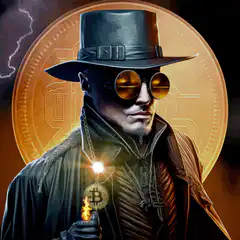 Bitcoin Man with Lightning Background