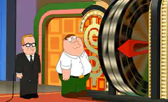 Peter Griffin and Quagmire at a spinning wheel