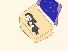 sleeping nun on bed