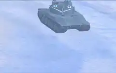 Tank with eyes in snow
