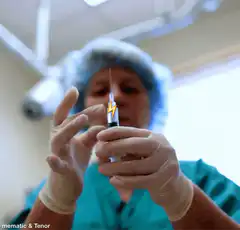doctor holding syringe with lightning bolt