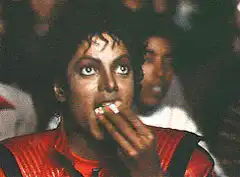 Michael Jackson eating and smiling