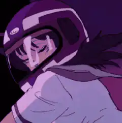 anime girl in helmet crying