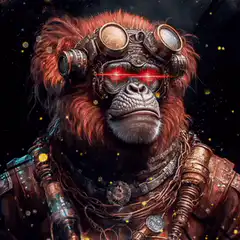 Steampunk Gorilla with Glowing Red Eyes