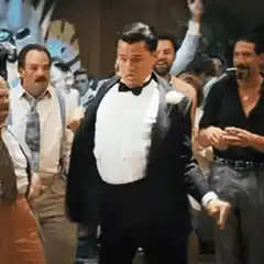 Leonardo DiCaprio dancing in tuxedo