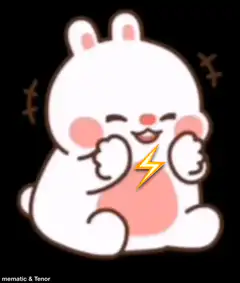 cute white rabbit laughing with lightning bolt