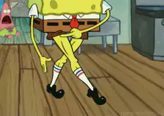 SpongeBob dancing with crossed legs
