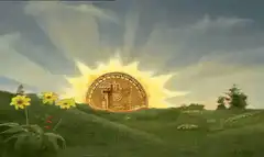 Bitcoin coin rising like the sun