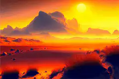 Animated desert sunset and night cycle