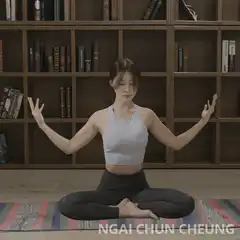 Woman levitating in space with astronaut heads