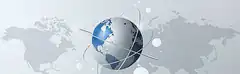 globe with orbiting rings on world map