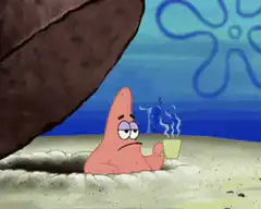 Patrick Star drinking coffee