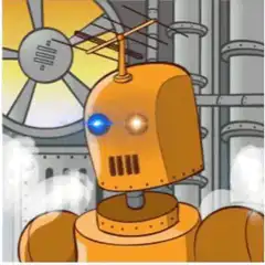 Orange Robot with Glowing Eyes