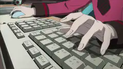 anime character typing on keyboard