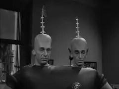 Two-headed alien with spinning antenna