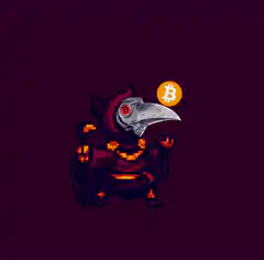pixel art plague doctor bitcoin explosion