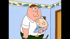 Peter Griffin holding Stewie giving thumbs up