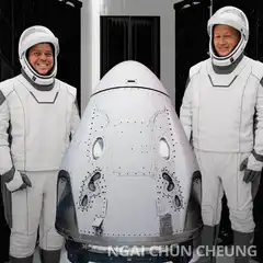 Elon Musk and Mark Zuckerberg in SpaceX suits