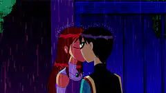 Gwen and Kevin kiss in the rain