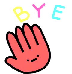 cute red hand waving bye