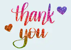 glitter thank you hearts