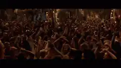 Crowd dancing in a forest
