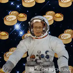 Astronaut Grandma Floating with Dim Sum