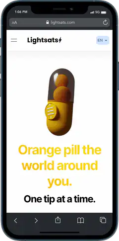 Lightsats website orange pill tip