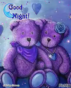 Good Night purple teddy bears