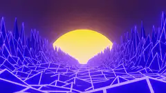 Retro synthwave wireframe landscape