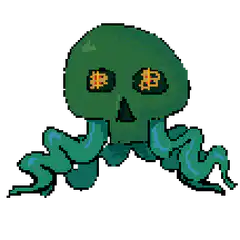 pixel art bitcoin skull octopus