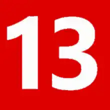 Number 13 flashing red and white