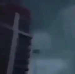 Person falling from sky with lightning