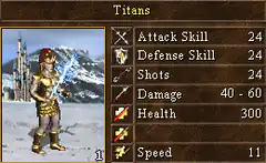 Titans character stats screen