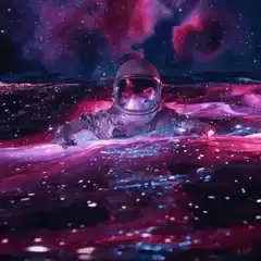 Astronaut swimming in space