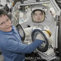 Astronaut in a glove box