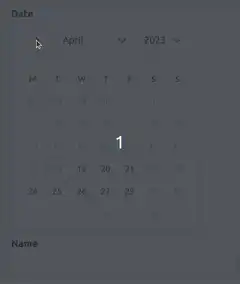 Calendar date picker navigating months
