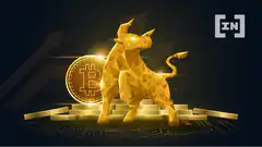 Golden Bitcoin Bull Rising